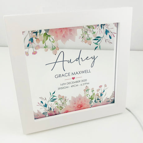Vintage Flowers Personalised Light Frame