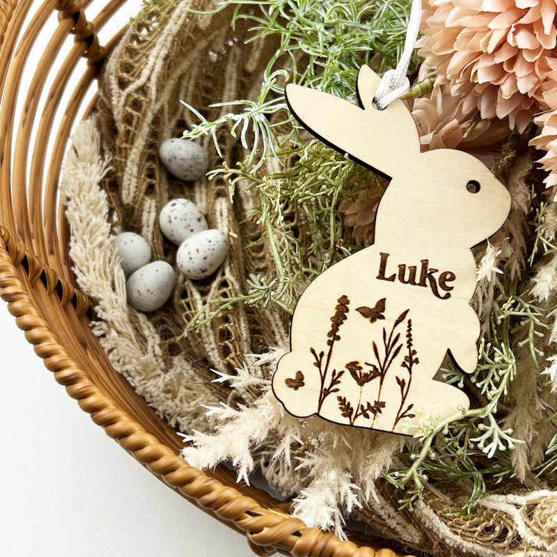 Personalised Wooden Easter Bunny Tag