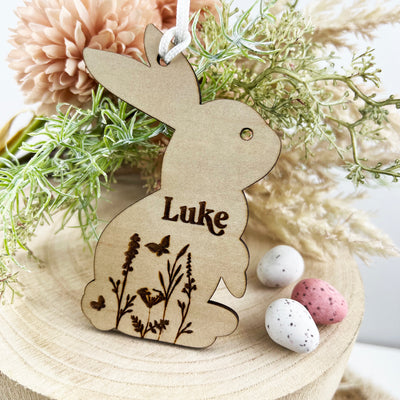 Personalised Wooden Easter Bunny Tag