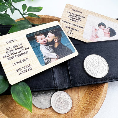 Personalised Bamboo Wallet Photo Card Insert