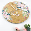 Watercolour Flowers Personalised Clock - Bamboo