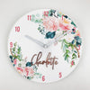 Watercolour Flowers Personalised Clock - Acrylic