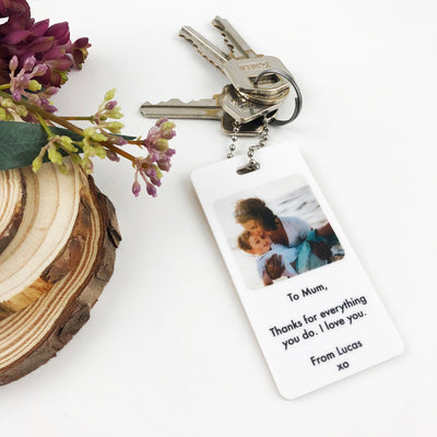 Personalised White Acrylic Photo Keyring