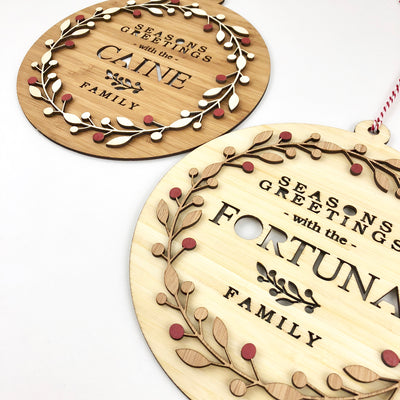 Bamboo Wreath Family Wall Hanging
