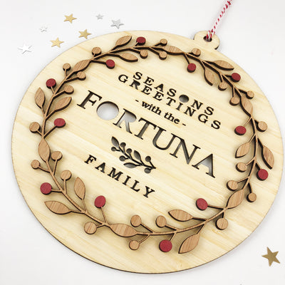 Bamboo Wreath Family Wall Hanging